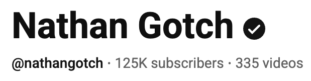 Nathan Gotch YouTube — 125K subscribers, 335 videos